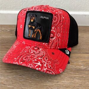 Alpha Dog Hat Goorin Bros The Farm SnapBack Trucker Hat Red Paisley Bandana NWT